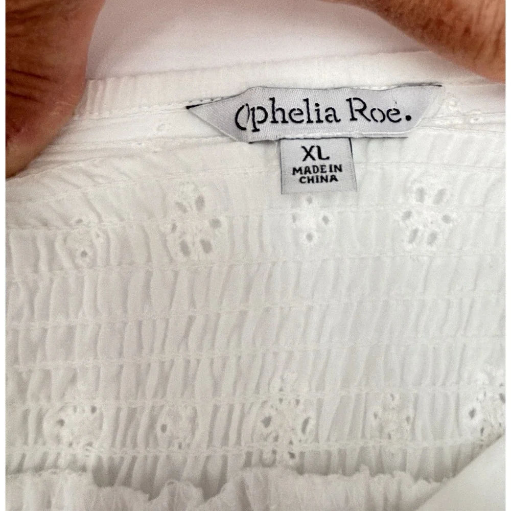 Ophelia Roe White Eyelet‎ Prairie Midi Dress Cottagecore Coquette XL - Picture 2 of 13